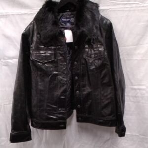 Venezia Black Leather Jacket with Faux Fur